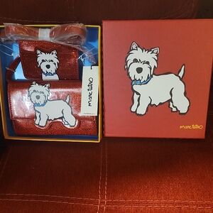 Marc Tetro Red Glitter Crossbody Bag with Dog Motif